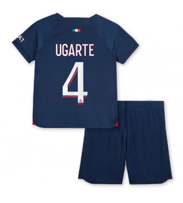 Paris Saint-Germain Manuel Ugarte #4 Primera Equipación Niños 2023-24 Manga Corta (+ Pantalones cortos)